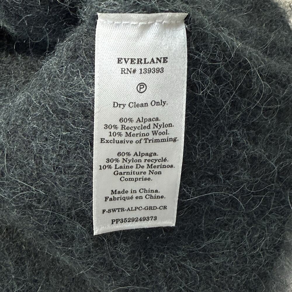 Everlane Alpaca Crew Sweater Womens Medium Merino Wool Gray Striped Preppy Cozy - Picture 5 of 8